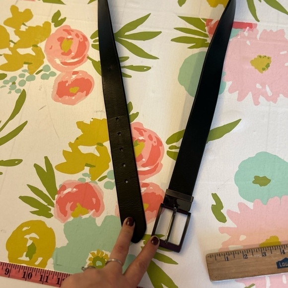 Men's black genuin leather size 42 belt - Picture 5 of 6